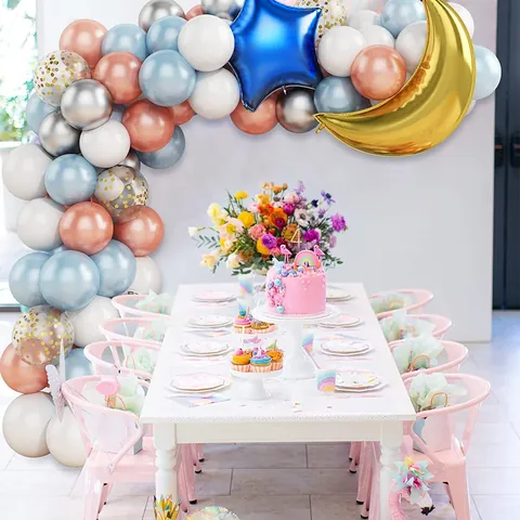 Maan Ster Ballon Arch Kit Roségoud Lichtblauw Wit Latex Folie Ballonnen Voor Verjaardag Bruiloft Feest Achtergrond Decoratie