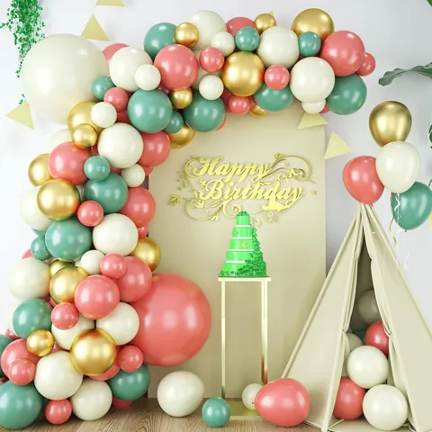 Sage Green Vintage Pink Balloon Garland Arch Kit For Birthday Wedding Baby Shower Party Decoration Metallic Gold Latex Balloons Props