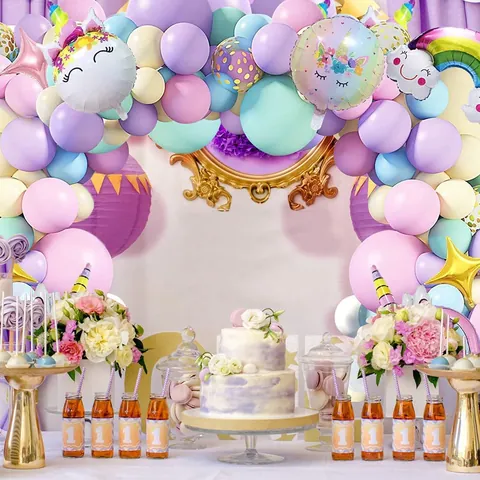 Unicorn Birthday Party Balloon Arch Macaron Rainbow Balloons Kit For Baby Shower Wedding Girls Decoration
