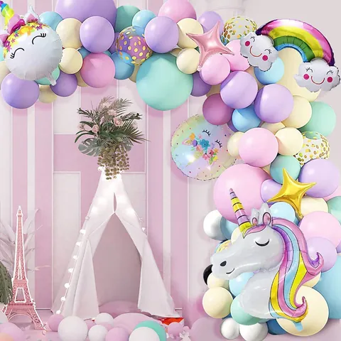 Unicorn Birthday Party Balloon Arch Macaron Rainbow Balloons Kit For Baby Shower Wedding Girls Decoration