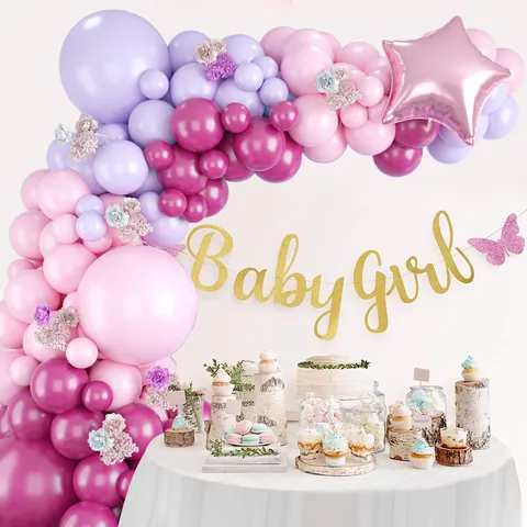 Macaron Pink Purple Balloon Arch Garland Rose Gold Star Foil Balloons For Birthday Wedding Baby Shower Party Decoration