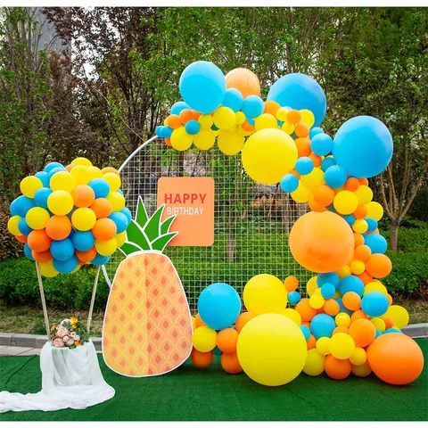 Hawaii Tropical Fruit Balloon Arch Garland Macaron Balloons Pineapple Watermelon Foil Balloons For Birthday Wedding Party