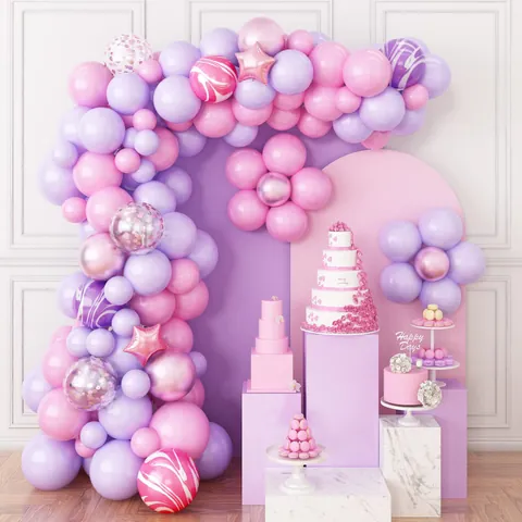 Arco per Ghirlanda di Palloncini Rosa Viola Palloncini in Alluminio a Stella per Decorazione Festa Compleanno Ragazza Matrimonio