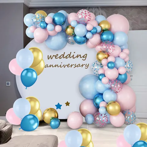 Macaron Pink Blue Gold Balloon Arch Garland Decoration Confetti Latex Balloons For Baby Shower Birthday Party Wedding