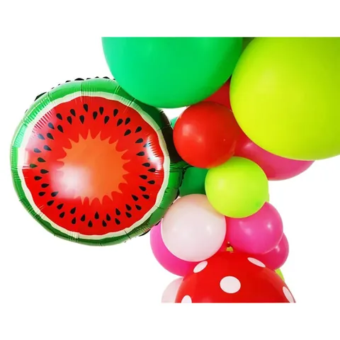 Summer Watermelon Party Balloon Arch Garland Red Green Pink Latex Aluminum Foil Balloons Hawaii Birthday Decoration