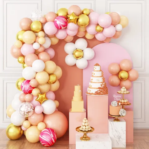 Arco per Ghirlanda di Palloncini Rosa Viola Palloncini in Alluminio a Stella per Decorazione Festa Compleanno Ragazza Matrimonio