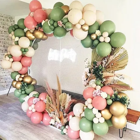 Sage Green Pink Gold Balloon Arch Kit For Jungle Theme Birthday Wedding Party Decor Durable Latex Balloon Garland Set
