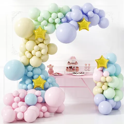 Macaron Balloon Garland Arch Kit Unicorn Star Gold Aluminum Foil Latex Balloons For Birthday Baby Shower Party Decoration