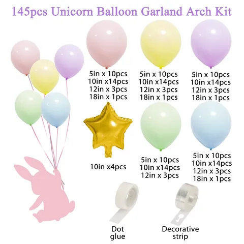 Macaron Balloon Garland Arch Kit Unicorn Star Gold Aluminum Foil Latex Balloons For Birthday Baby Shower Party Decoration