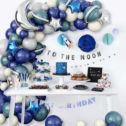 Astronaut Ruimte Thema Ballon Slinger Set Met Raket Maan Ster Folieballonnen Voor Kinderen Verjaardag Feest Decoratie