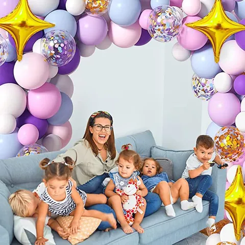 Macaron Rainbow Unicorn Balloon Arch Kit Purple Pink Blue Latex Foil Balloons With Star Confetti For Girls Birthday Party Baby Shower Wedding Decoration