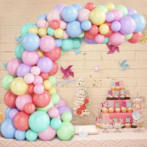 Macaron Balloon Arch Garland Kit Colorful Latex Balloons With Balloon Chain Ribbon For Birthday Party Decoration