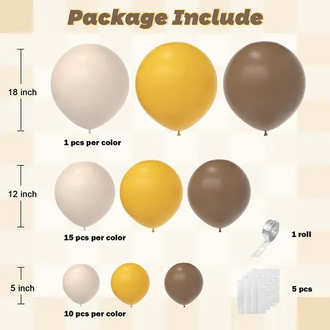 Kit Ghirlanda di Palloncini a Doppio Strato Vintage Giallo Marrone Beige Lattice Con Decorazioni di Girasole e Ape per Festa