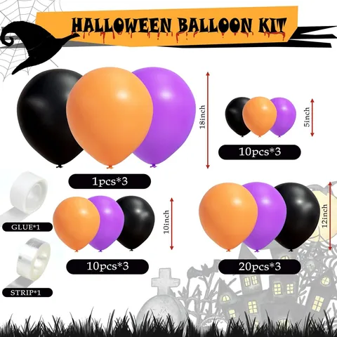 Halloween Ballon Girlande Arch Kit Orange Lila Schwarz Latex Ballons Für Gruselige Thema Party Indoor Haus Dekoration