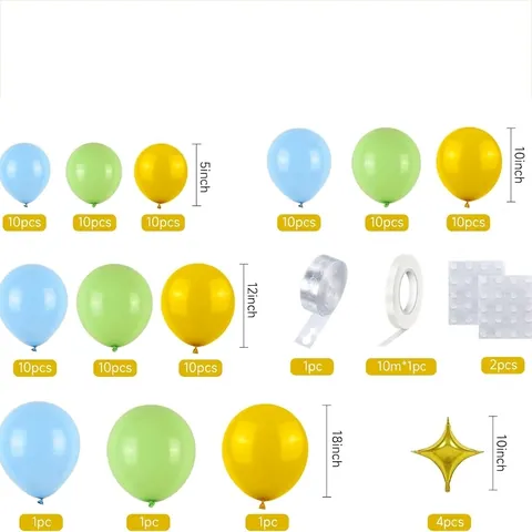 Kit Arco di Palloncini Blu Verde Giallo Limone Palloncini in Alluminio a Stella Oro per Compleanno Matrimonio Festa Decorazione