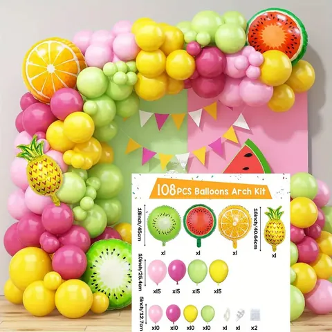 Hawaii Summer Fruit Balloon Garland Arch Kit Tropical Party Decoration Pineapple Watermelon Orange Kiwi Foil Balloons For Birthday Baby Shower
