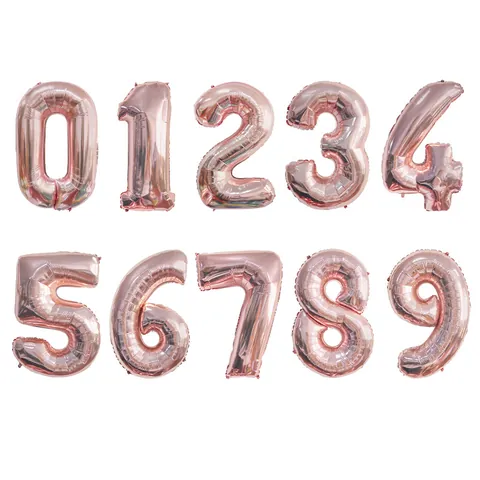 Globos de Papel de Aluminio con Números Oro Rosa Globos Digitales Mylar Para Decoraciones de Fiesta de Cumpleaños Boda Aniversario