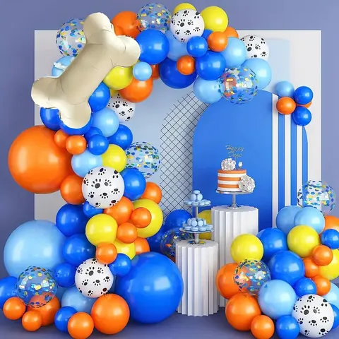 Kit de Guirlande de Ballons Thème Chien Film d'Aluminium Os Empreinte de Patte Ballons en Latex Décoration de Fête d'Anniversaire