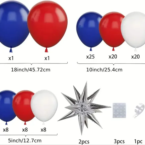 Arco di Palloncini Giorno dell'Indipendenza Kit Ghirlanda Rosso Bianco Blu Lattice Con Palloncini Foil Stella Esplosiva