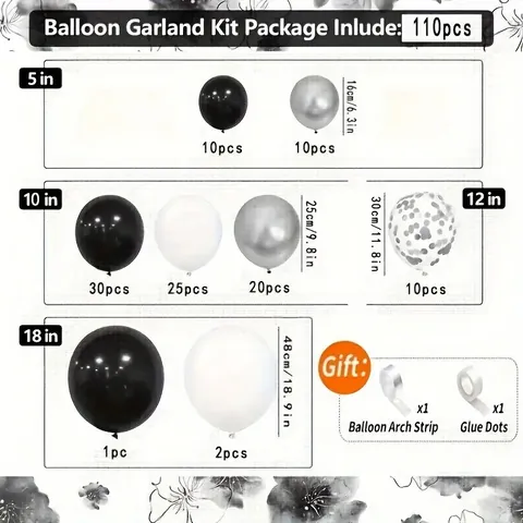 Metallic Silber Schwarz Weiß Ballonbogen Kit Latex Konfetti Luftballons Set Für Geburtstag Hochzeit Party Event Dekorationen