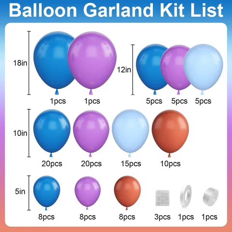 Blue Purple Balloon Garland Arch Kit With Artificial Leaves Flowers Latex Balloons For Birthday Wedding Party Decorations