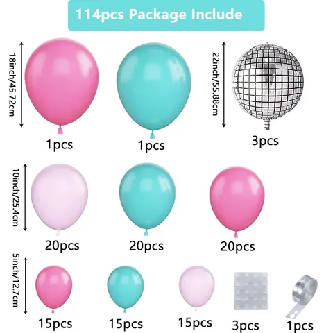 Decorazione Arco di Palloncini Sfera Strobo Argento Metallizzato Palloncini in Lattice e Alluminio Rosa Blu per Compleanno