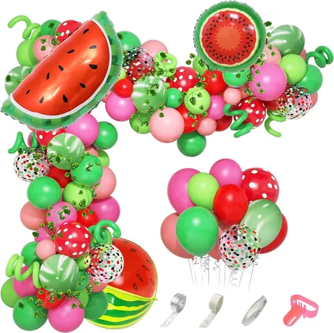 Summer Watermelon Party Balloon Garland Arch Kit Pink Green Latex Foil Balloons Fruit Birthday Decoration Party Supplies