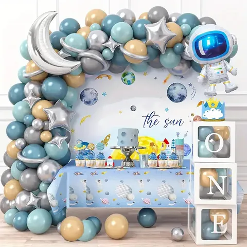 Ruimte Astronaut Thema Verjaardagsfeest Ballonboog Set Met Planeet Maan Astronaut Folieballonnen Voor Astronomie Club Evenement Decoratie