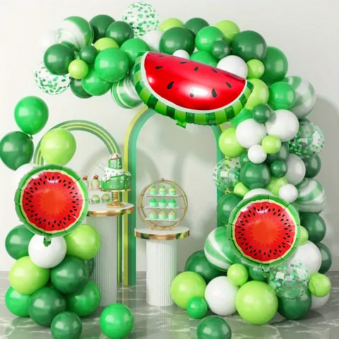 Watermeloen Thema Ballon Arch Garland Kit Groen Rood Wit Latex Aluminiumfolie Ballonnen Voor Verjaardag Zomer Fruit Feest Decoratie