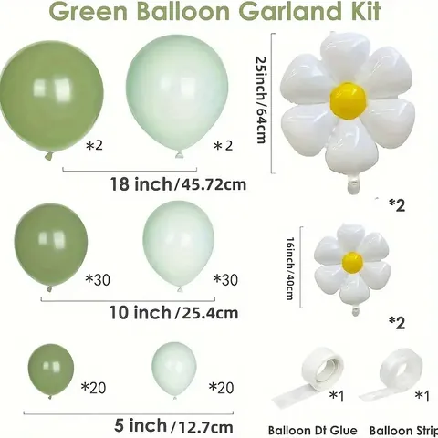 Sage Green White Daisy Balloon Garland Arch Kit For Baby Shower Wedding Birthday Party Decoration Latex Foil Balloons