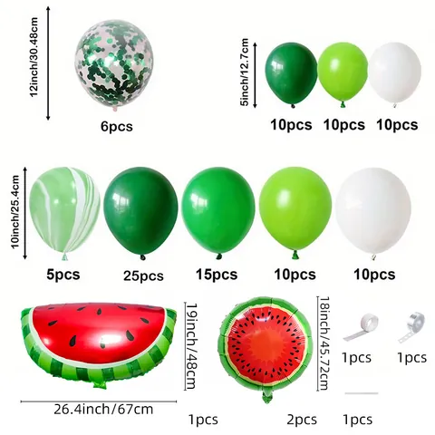 Watermeloen Thema Ballon Arch Garland Kit Groen Rood Wit Latex Aluminiumfolie Ballonnen Voor Verjaardag Zomer Fruit Feest Decoratie
