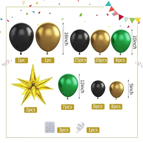 Ghirlanda Arco di Palloncini Metallici Oro Verde Con Palloncini in Alluminio Stella Esplosiva per Decorazione Festa di Compleanno