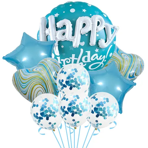 Happy Birthday Decoraciones de Globos para Fiestas Película de Aluminio Mylar Lentejuelas Estrella Corazón Patrón Ágata