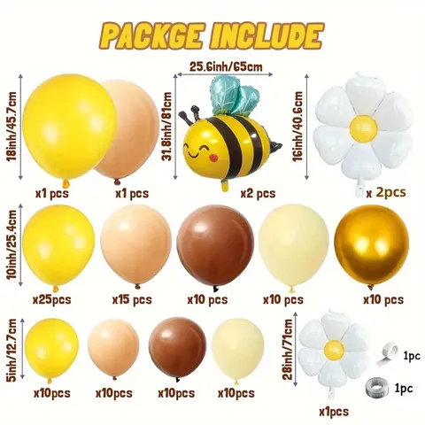 Bee Daisy Balloon Arch Garland Yellow Gold White Latex Aluminum Film Balloons For Birthday Party Baby Shower Decoration