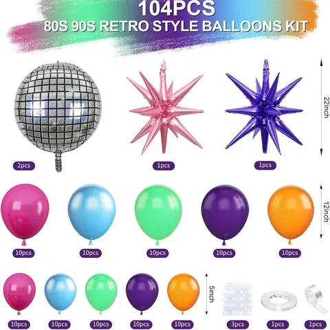 Kit Ghirlanda Arco Palloncini Tema Disco Retrò Con Palloncini Alluminio Stella Disco Palloncini Lattice Multicolore Per Decorazioni Festa Compleanno Bambini