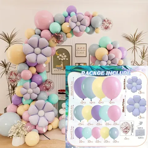 Daisy Balloon Garland Arch Macaron Latex Aluminum Foil Balloons Wedding Birthday Anniversary Backdrop Wall Party Decorations