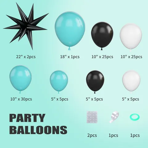 Tiffany Blue Black White Balloon Arch Garland Kit With Exploding Star Balloons For Birthday Wedding Party Decoration Set