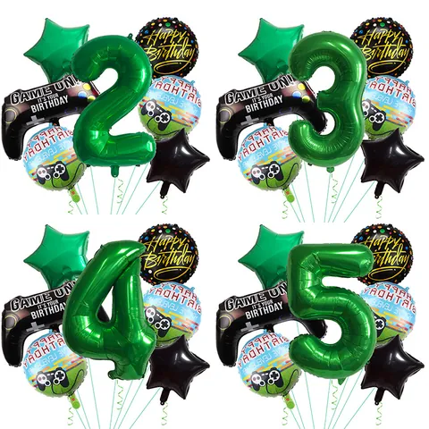 Video Game Theme Birthday Balloon Set Esports Gaming Controller Aluminum Foil Balloons For Boys Birthday Party Decoration