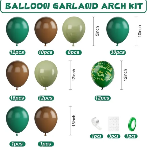 Dinosaur Camouflage Balloon Garland Arch Kit Jungle Safari Theme Party Decorations For Kids Birthday Adventure Forest Decor