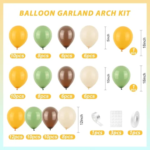 Kit Ghirlanda di Palloncini a Tema Foresta Animali della Giungla Con Banner di Leone e Foglie per Festa di Bambini