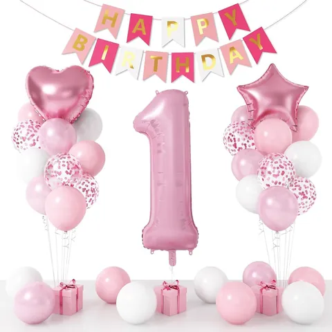 Baby Geburtstag Deko Set Nummer Folienballon Herz Stern Ballons Happy Birthday Banner Latex Konfetti Ballons Für Party