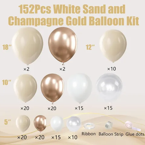 Champagne Gold Balloon Garland Arch Kit Cream White Metallic Gold Latex Balloons Wedding Birthday Baby Shower Decoration