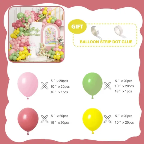 Kit de Arco de Globos Bohemio Rosa Amarillo Verde Globos de Látex Guirnalda Baby Shower Cumpleaños Fiesta Decoración Pared
