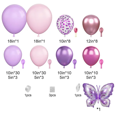 Purple Butterfly Balloon Garland Arch Kit Dreamy Pink Metallic Latex Balloons For Birthday Party Celebration Home Decor Background Photo Props