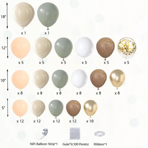 Matte Sage Green Nude Balloon Garland Arch Kit Metallic Gold Confetti Latex Balloons For Wedding Birthday Party Decoration