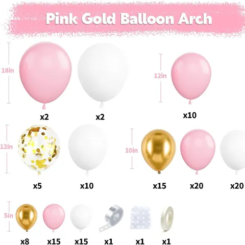 Pink White Gold Balloon Arch Garland Decoration For Wedding Birthday Party Latex Aluminum Foil Balloons Ribbons Straw