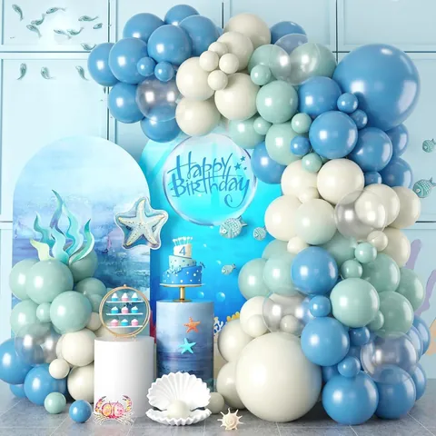 Ozean Thema Luftballon Girlande Arch Kit Blaue Latexballons Mit Seefisch Muschel Für Jungen Geburtstag Party Dekoration Set