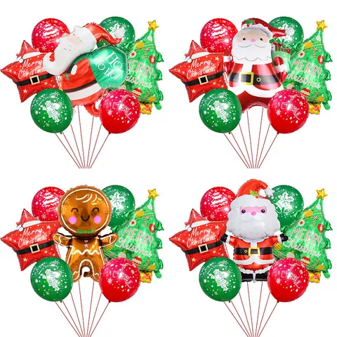Merry Christmas Balloon Set Aluminum Foil Latex Balloons Santa Claus Christmas Tree Reindeer Star Party Decoration Kits
