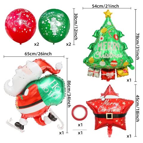 Merry Christmas Balloon Set Aluminum Foil Latex Balloons Santa Claus Christmas Tree Reindeer Star Party Decoration Kits