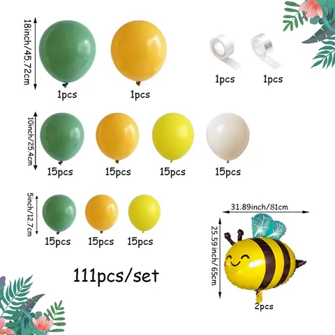 Bee Theme Birthday Party Balloon Arch Kit Yellow Sage Green White Latex Balloons Sunflower Decor Foil Bee Balloons For Party Decoration